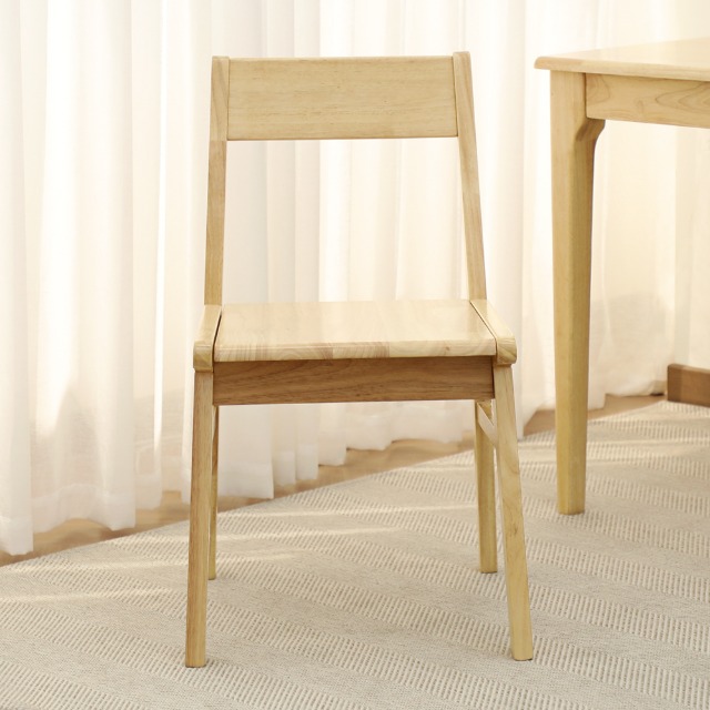 [스크래치] 헤닝라이트 고무나무 원목 베이직 의자 (조립) [1+1]