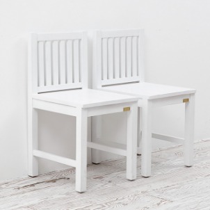 [미세스크래치][White] L자 원목 식탁 보조 의자 [1+1]