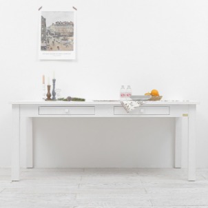 [스크래치H등급][White] 1800 원목 와이드 책상 테이블